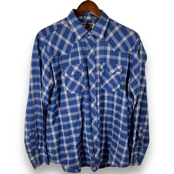 Youngbloods Western Pearl Snap Blue Plaid Shirt Rodeo Womens Large - Picture 3 of 13